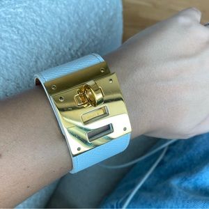 Hermes Kelly Dog Bracelet White Leather